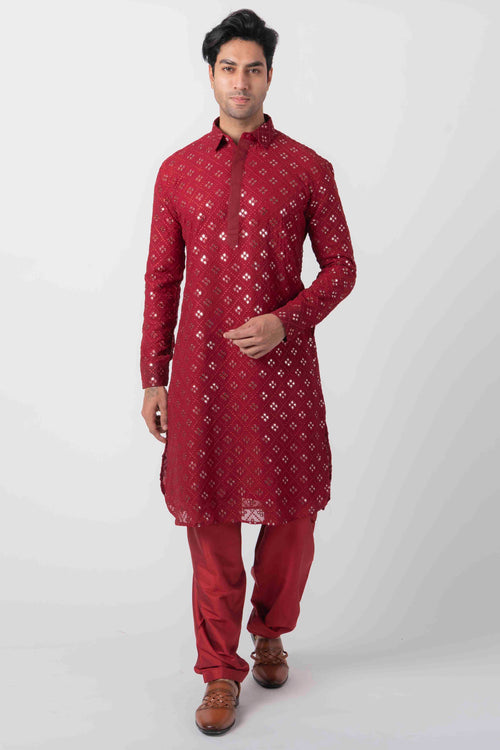 Maroon pathani online suit