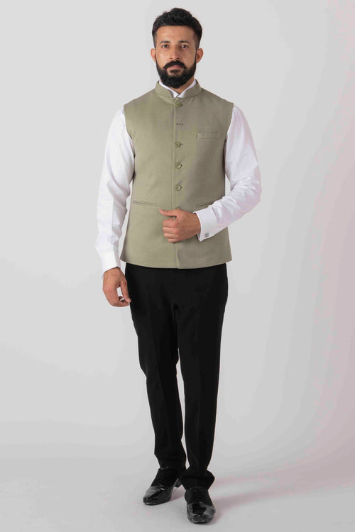 Buy inTrend Mehandi Green Color Cotton Linen Nehru Jacket for men (36) at  Amazon.in