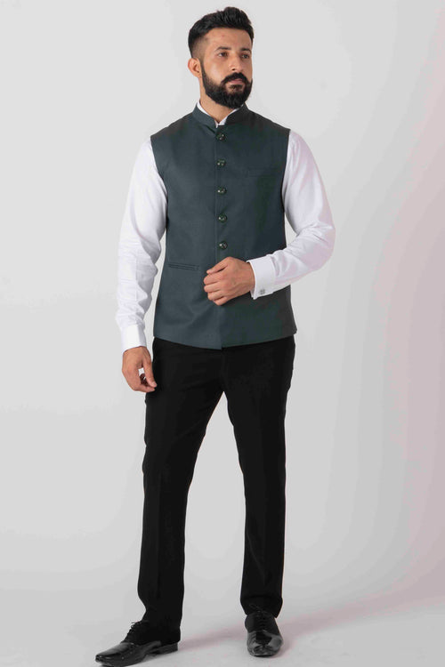 Buy Men's green Jacquard Silk Woven Design Nehru Jacket Online - KARMAPLACE  — Karmaplace