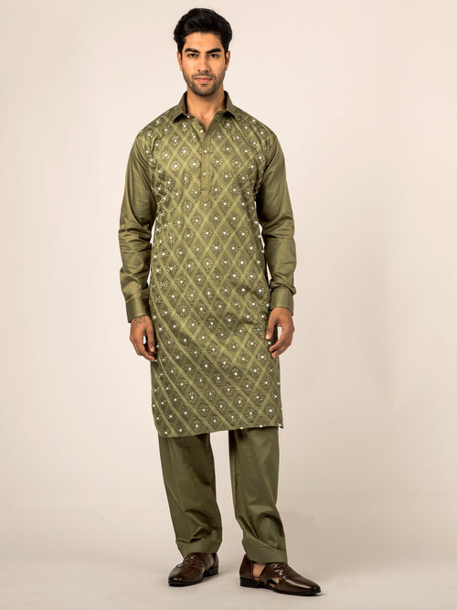 Buy MLS Cotton Embroidered Pathani Suit Online Mohanlal Sons