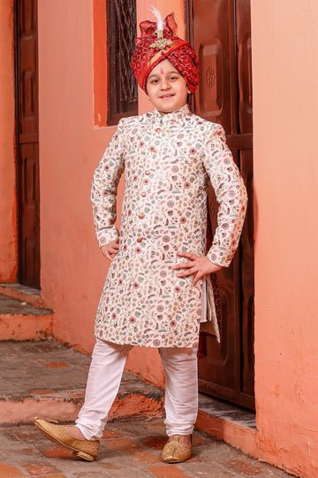 Buy Mls Silk Kids Sherwani 1 Pcs MOHA KIS1 MLS 4797 CREAM 4 Online Mohanlal Sons