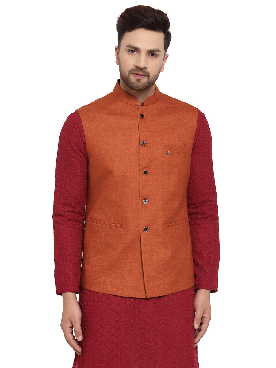 MLS Cotton Jute Nehru Jacket