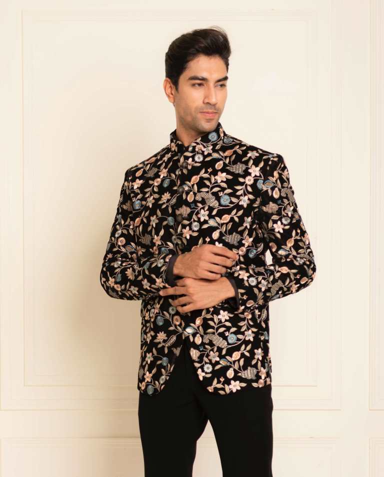 MLS VELVET EMBROIDERED JODHPURI SUIT